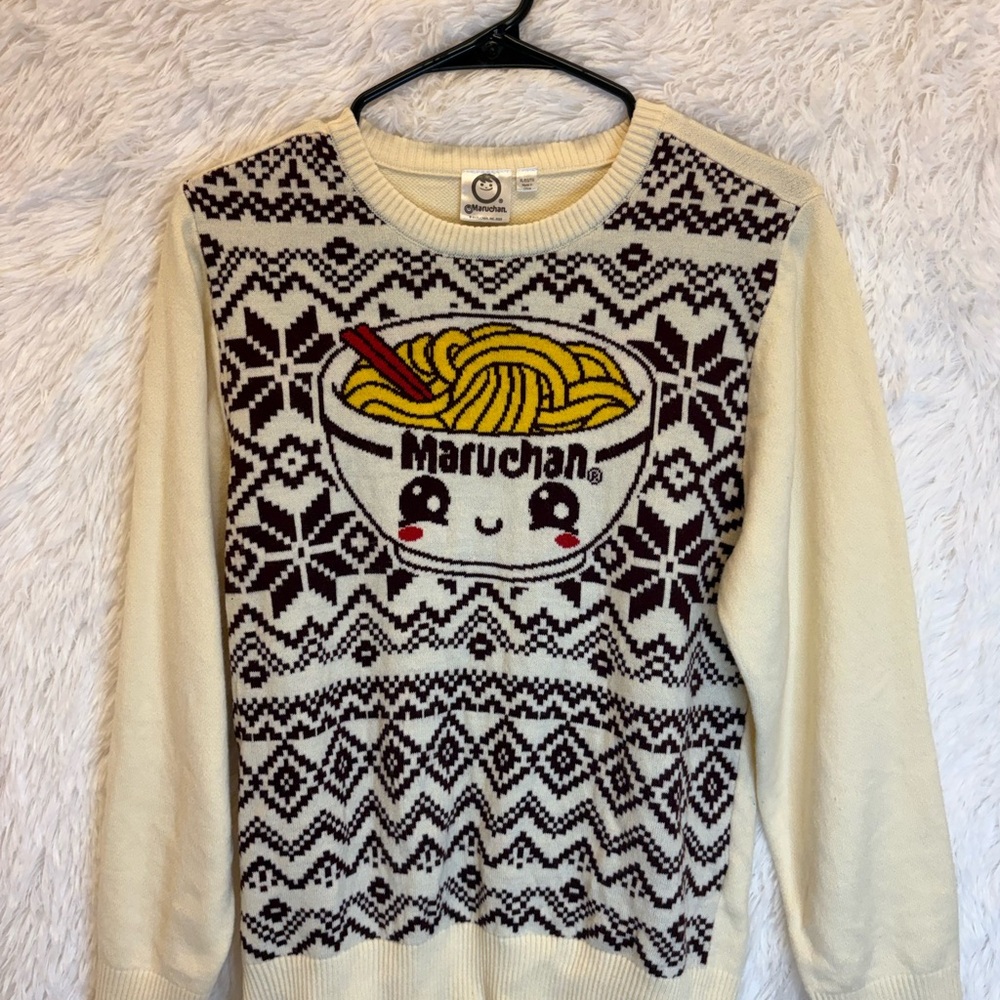 🍜✨ Maruchan Ramen Knit Sweater | XL | Cozy & Cute ✨🍜 | Size XL 🤍✨